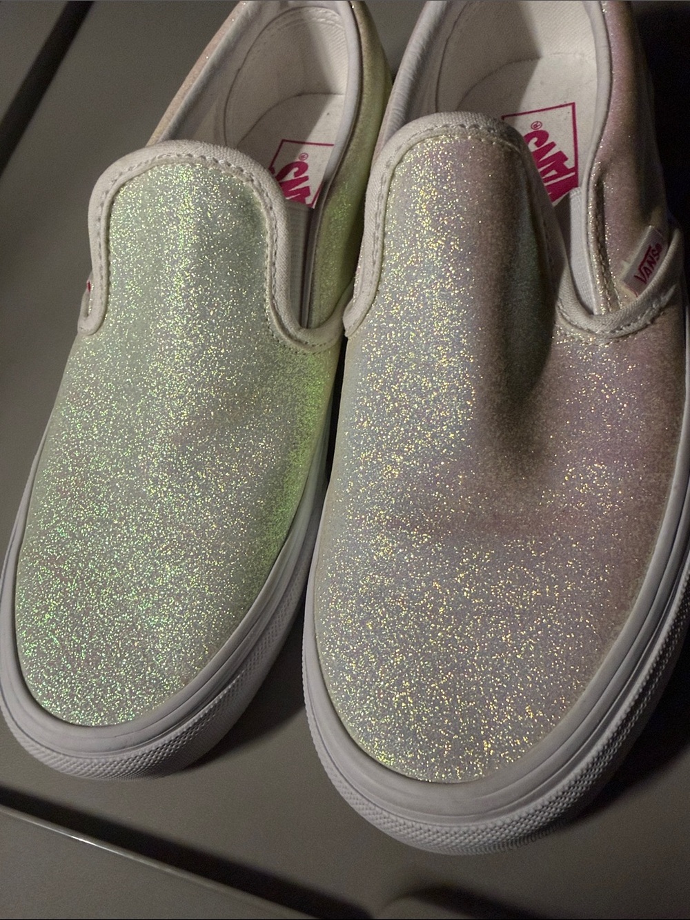 Vans Iridescent Slip-On Sneakers - Pink/White size 8.5 women - Picture 3 of 7